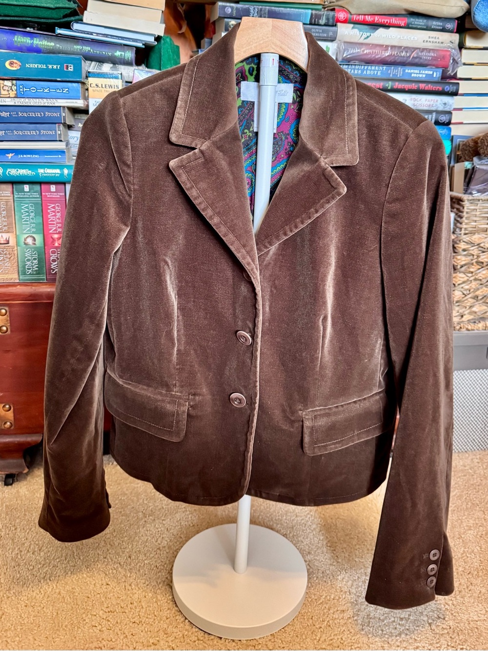 Vintage Marshall Fields Women's Brown Velvet Tailored Blazer Jacket
